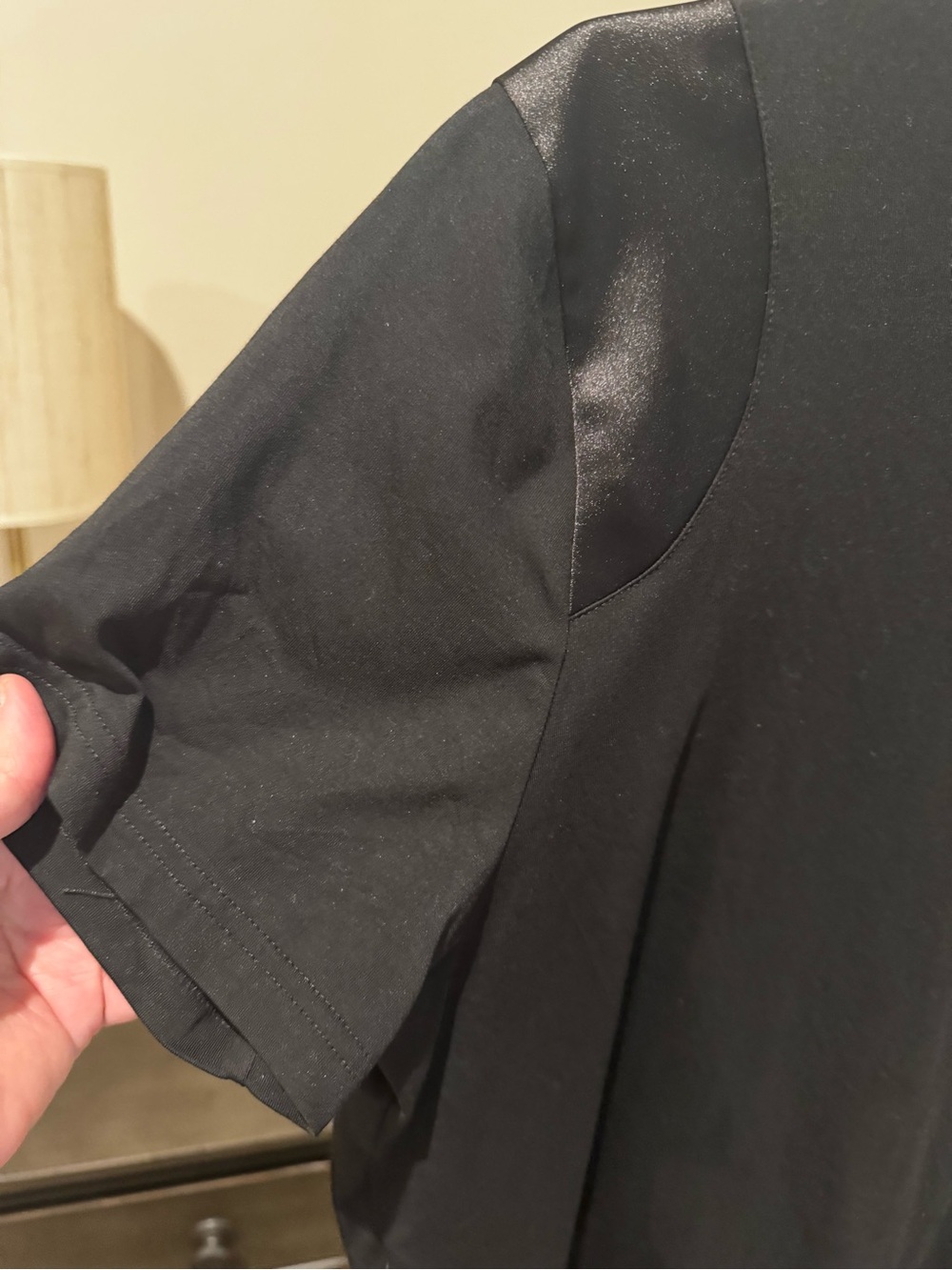 Anatomie Black Short-Sleeve Tee with Satin Shoulder Panels - Picture 3 of 6